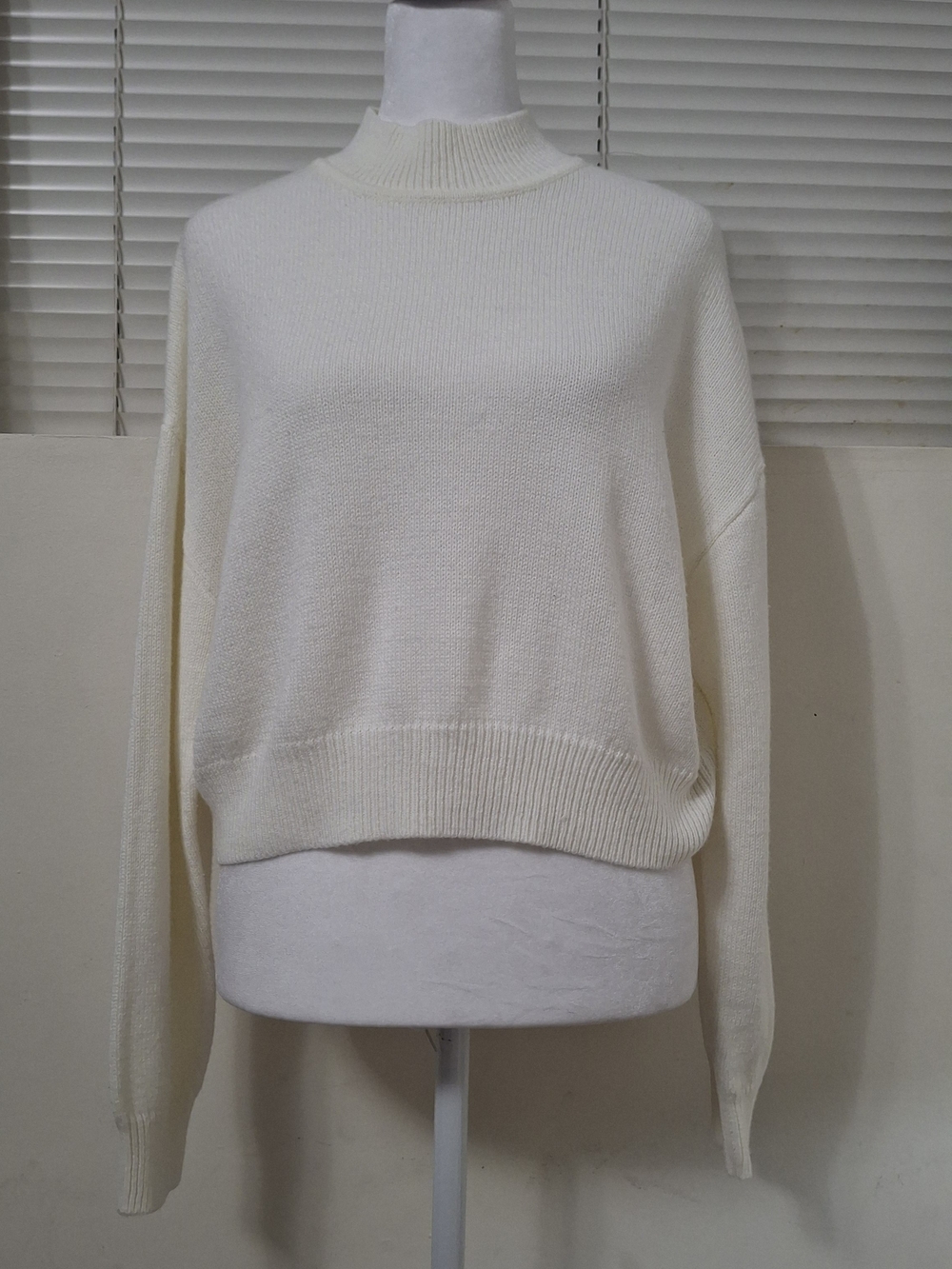 H&M Divided White Mock Neck Crop Sweater